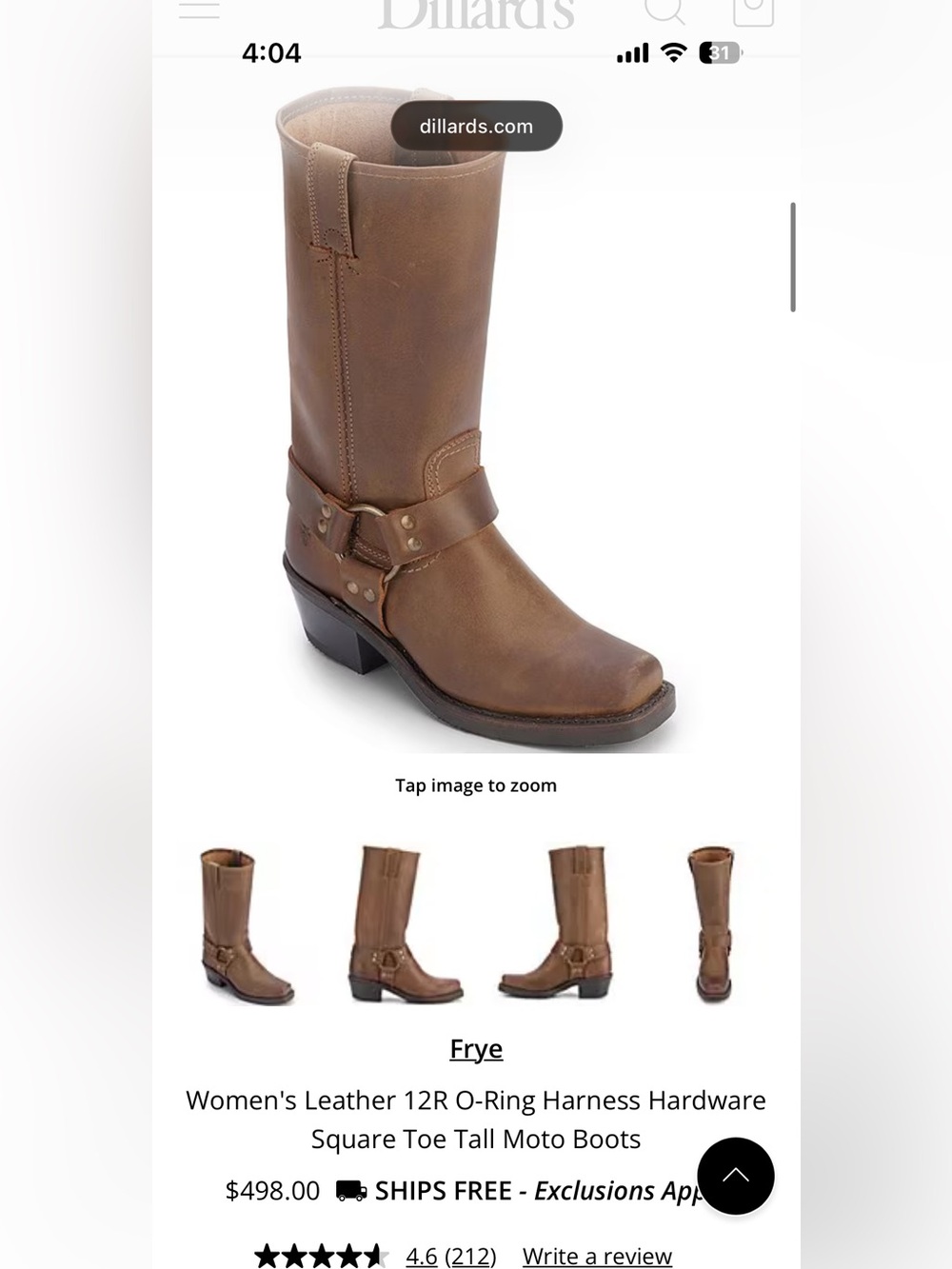 Women’s Frye 12R Harness Size 7 Brown Boots Like New Originally $498